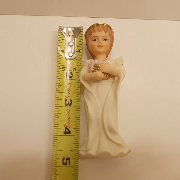 Porcelain Guardian Angel Figurine Gold Halo 4.5in. Tall NEW - Picture 8 of 8